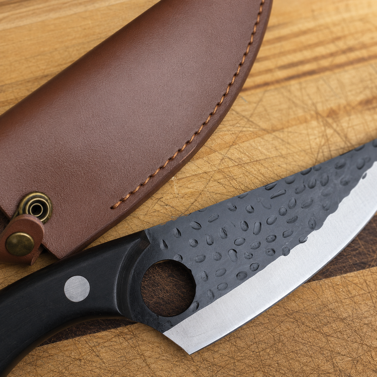 VEYUNA Boning Knife, Hammer Forged Steel Blade for Meat & Food Prep with Sheath