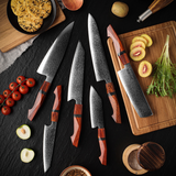 VEYUNA Damascus Knife Set – 6-Piece High-Carbon Steel Food Prep Knives, Razor Sharp