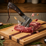 VEYUNA Butcher Axe, Hammer Forged Meat Cleaver for Raw Food & Bone Prep