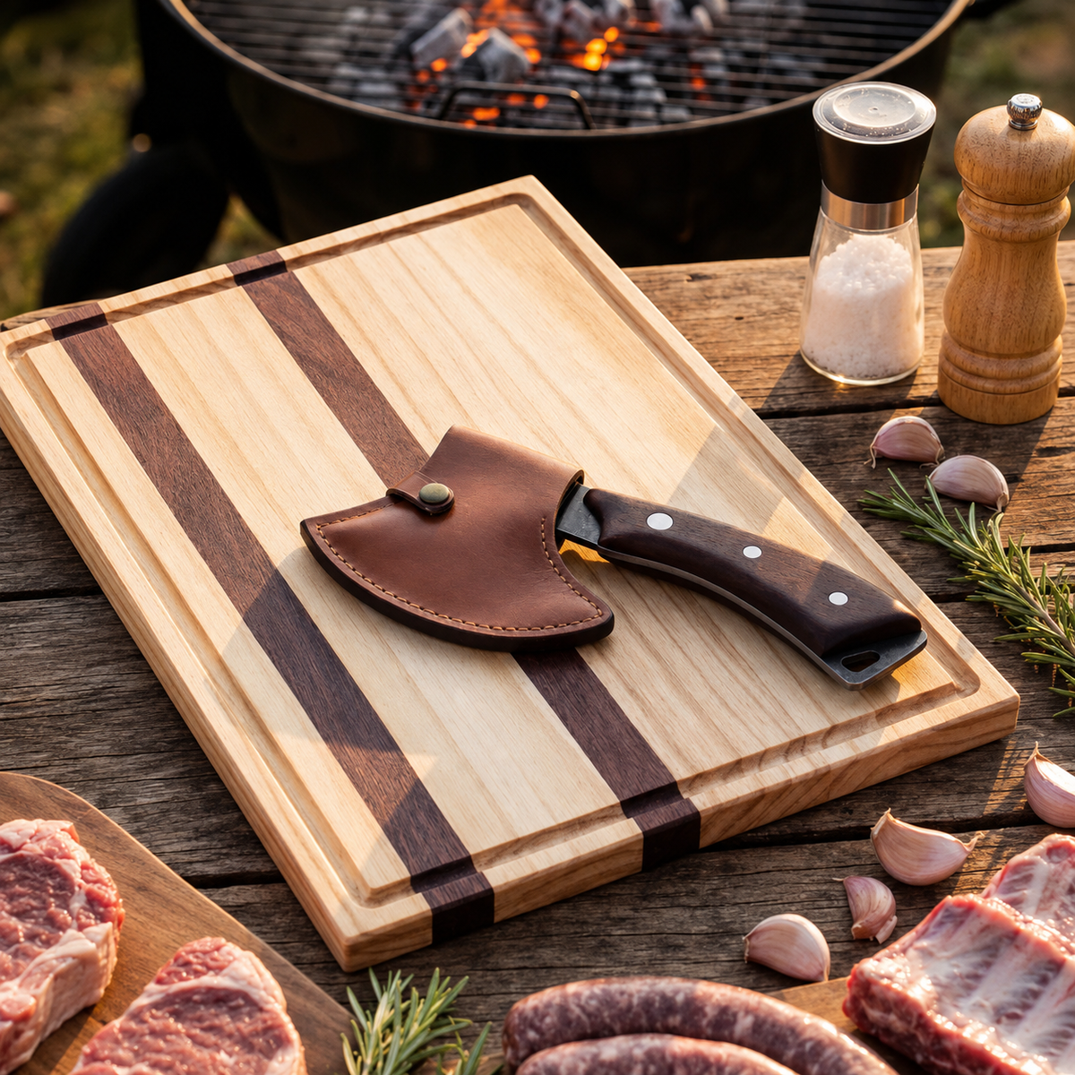 VEYUNA Butcher Axe, Hammer Forged Meat Cleaver for Raw Food & Bone Prep