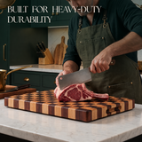 VEYUNA Acacia Food Prep Board, 45x31cm, End Grain, Extra Thick, Side Handles