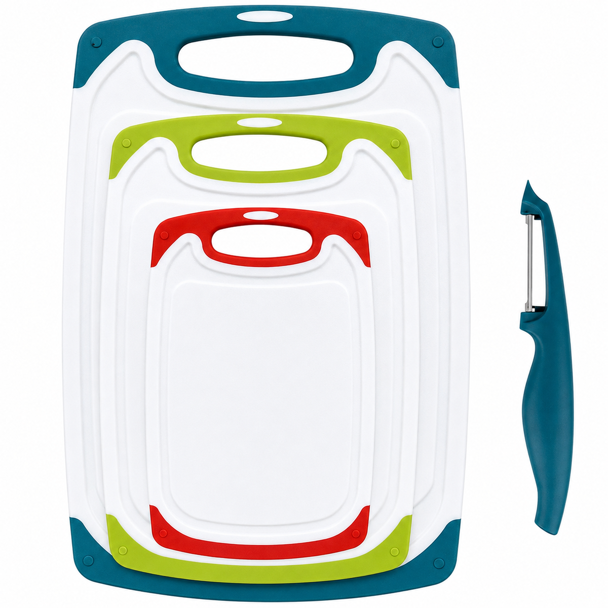 VEYUNA Cutting Board Set, 4-Piece BPA-Free Non-Slip Boards for Food Prep
