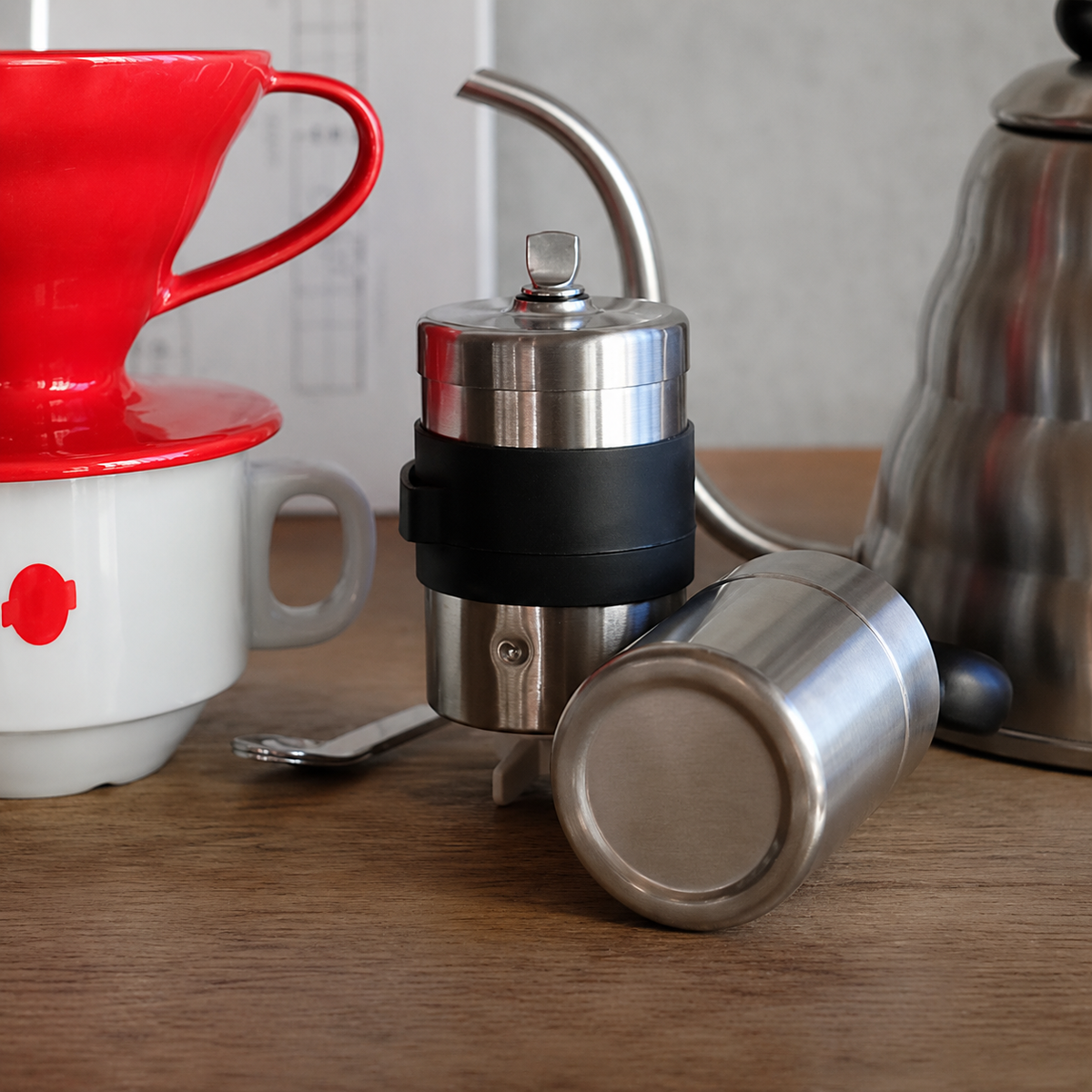 VEYUNA Manual Coffee Grinder – Ceramic Burr Hand Grinder, Portable Stainless Steel, Home