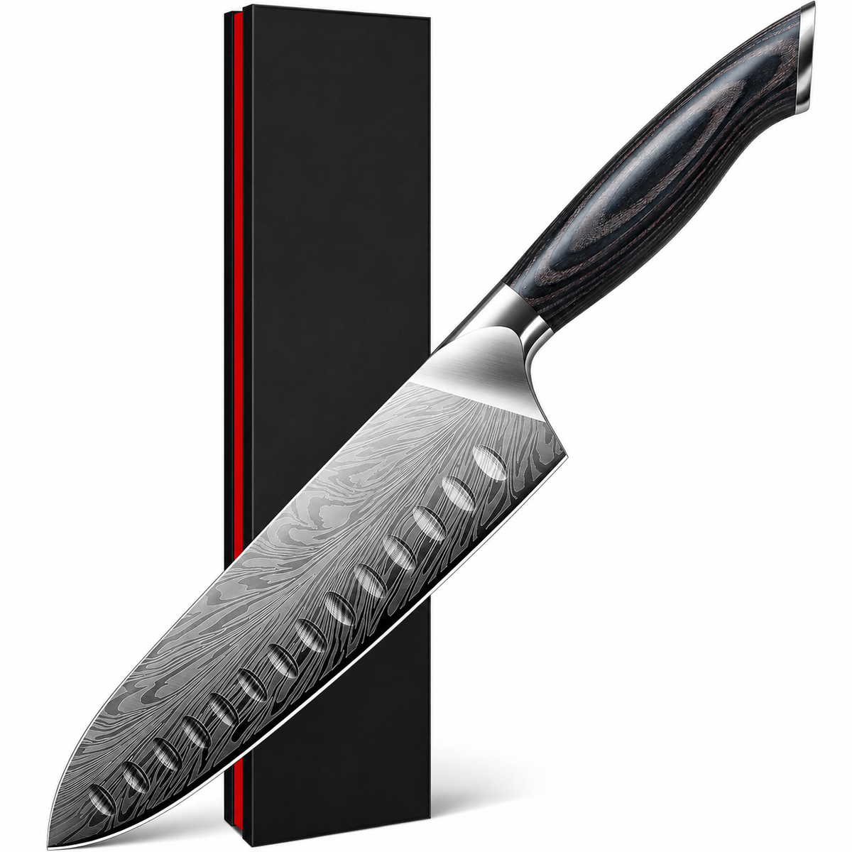 VEYUNA Santoku Knife 18cm – Powder Steel 12° Blade for Fresh Food Prep