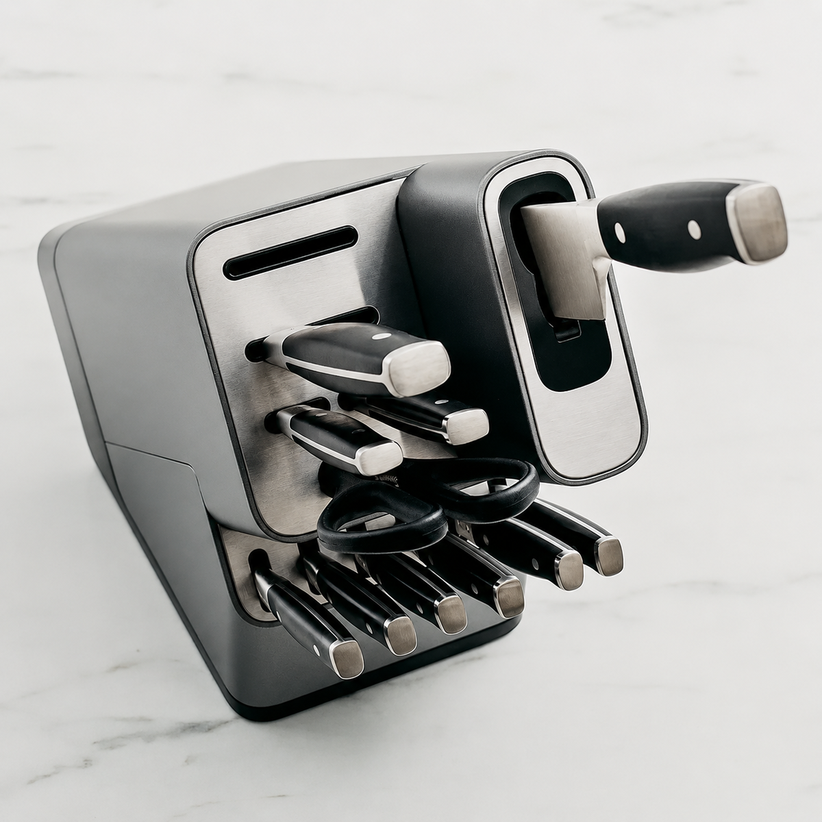 VEYUNA 13-Piece Knife Block Set – Built-In Sharpener for Fresh Food Prep