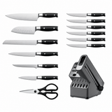 VEYUNA 13-Piece Knife Block Set – Built-In Sharpener for Fresh Food Prep