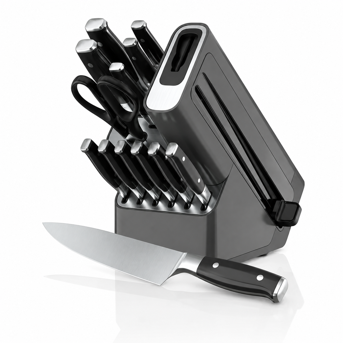 VEYUNA 13-Piece Knife Block Set – Built-In Sharpener for Fresh Food Prep
