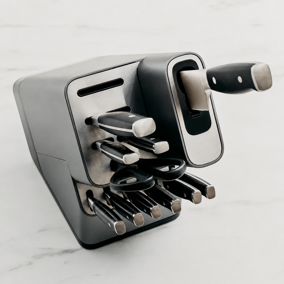 VEYUNA 8-Piece Knife Block Set – Built-In Sharpener for Fresh Food Prep