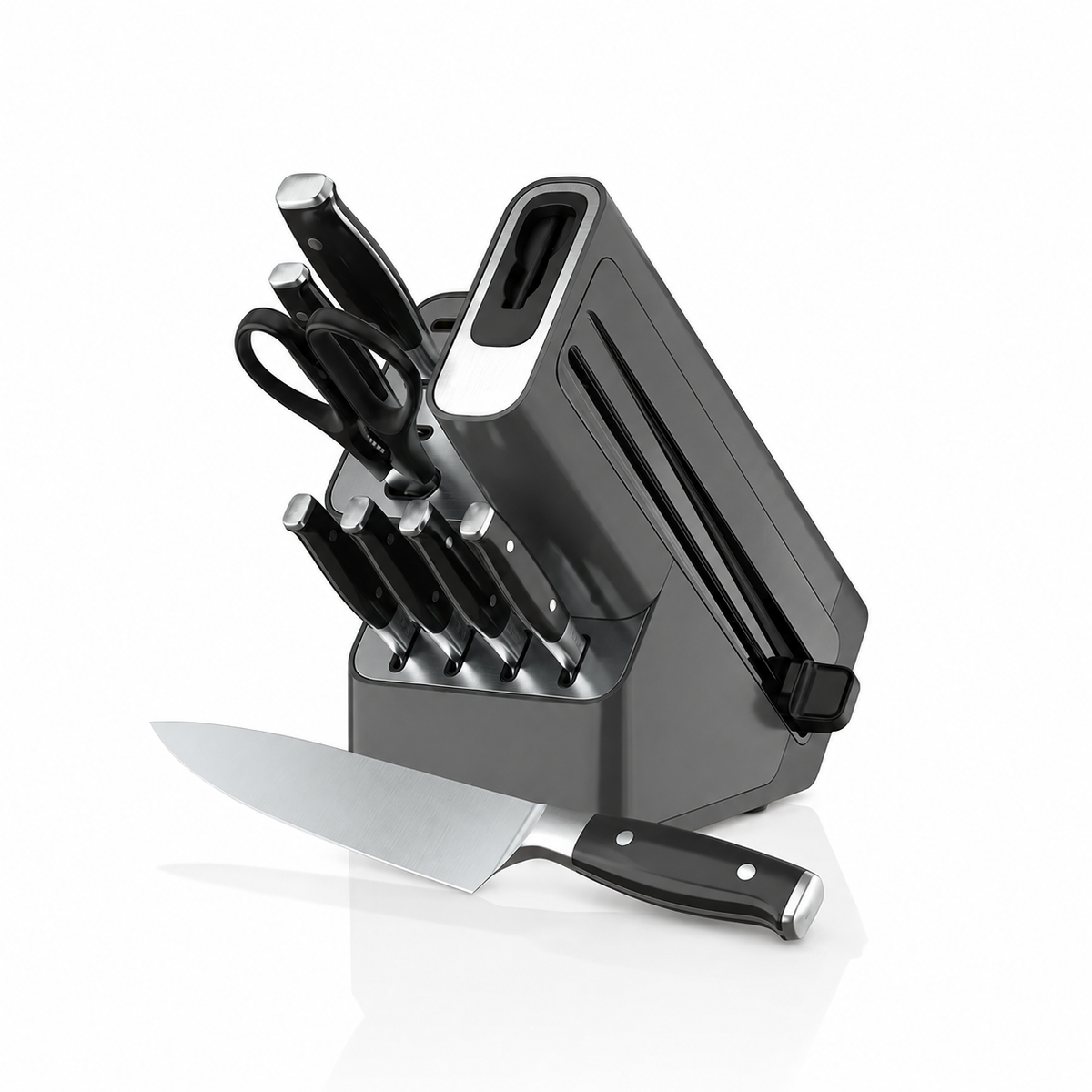 VEYUNA 8-Piece Knife Block Set – Built-In Sharpener for Fresh Food Prep
