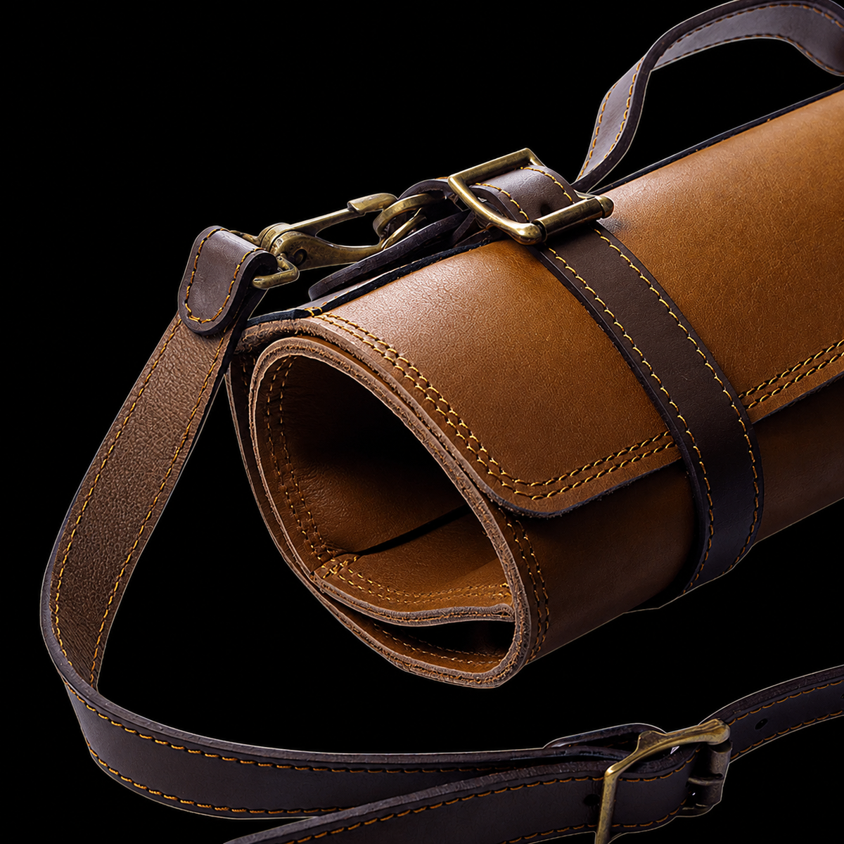VEYUNA Knife Roll - Full Grain Leather Travel Case for Food Prep Knives