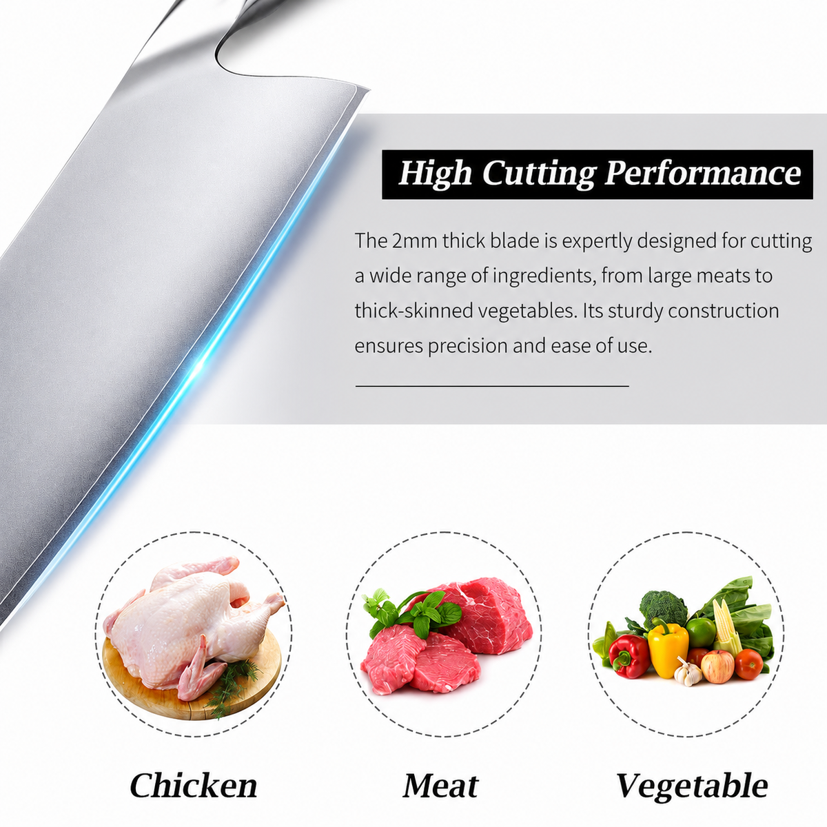 VEYUNA Cleaver Knife – 7-Inch High Carbon Steel Food, Meat & Vegetable Chopper