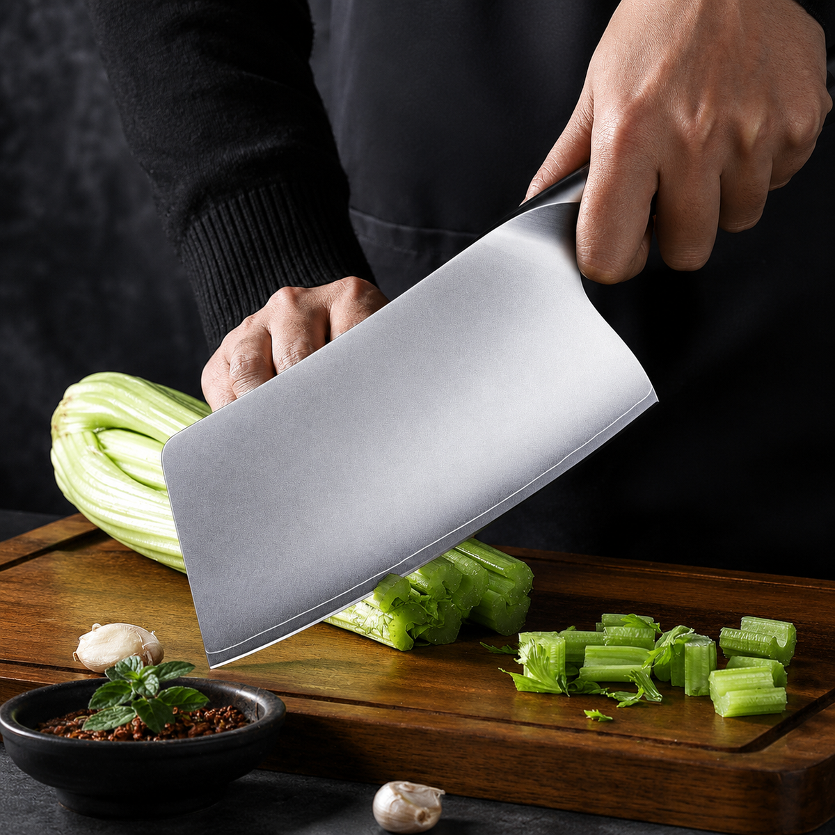 VEYUNA Cleaver Knife – 7-Inch High Carbon Steel Food, Meat & Vegetable Chopper