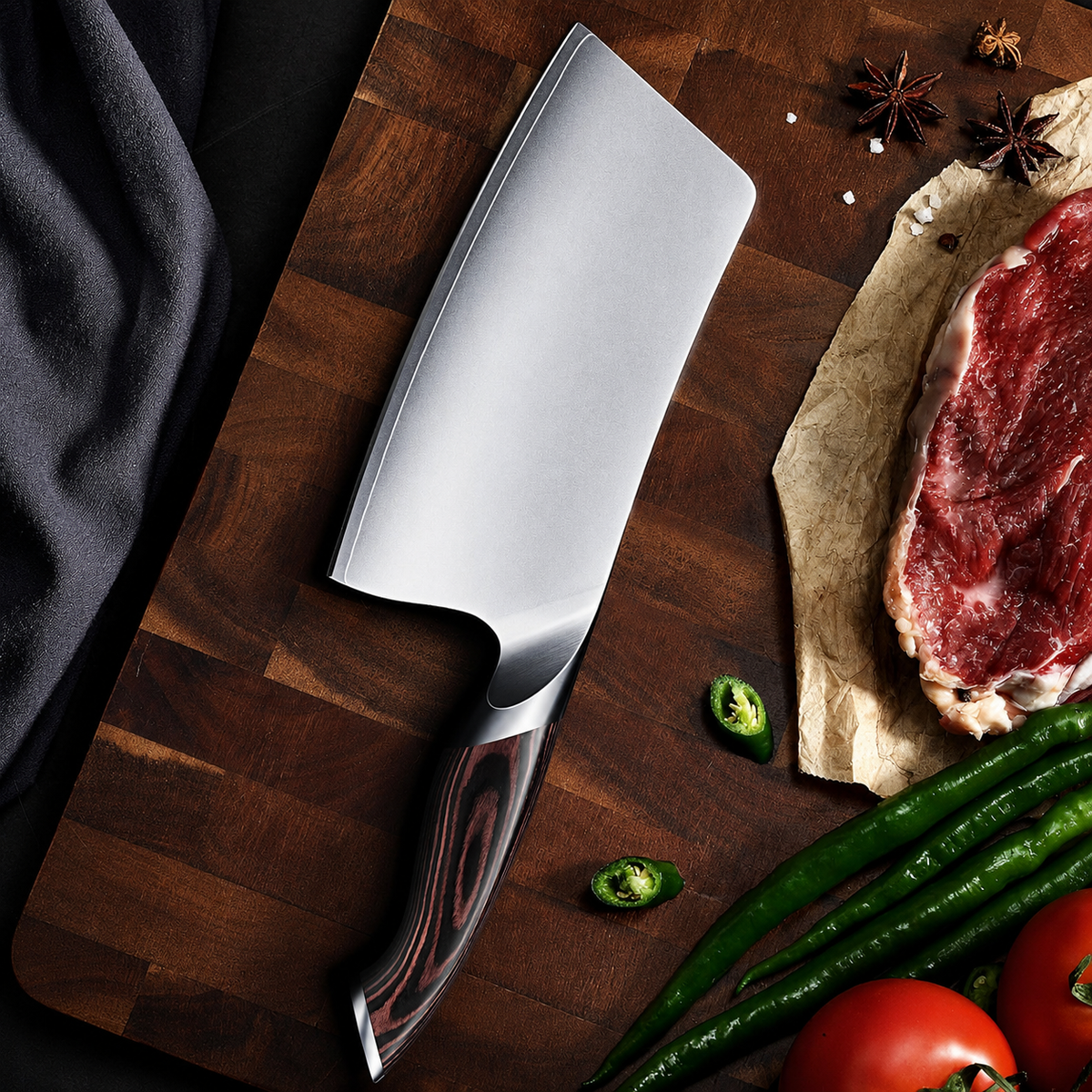 VEYUNA Cleaver Knife – 7-Inch High Carbon Steel Food, Meat & Vegetable Chopper