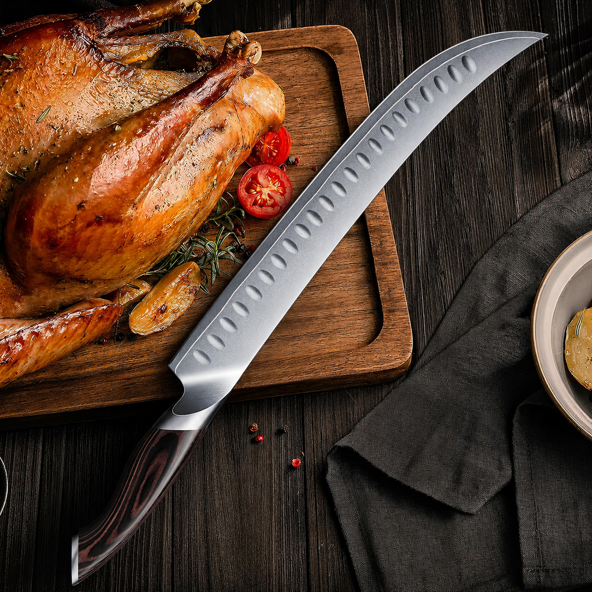 VEYUNA Carving Knife – 12-Inch High Carbon Steel Food & Meat Slicer