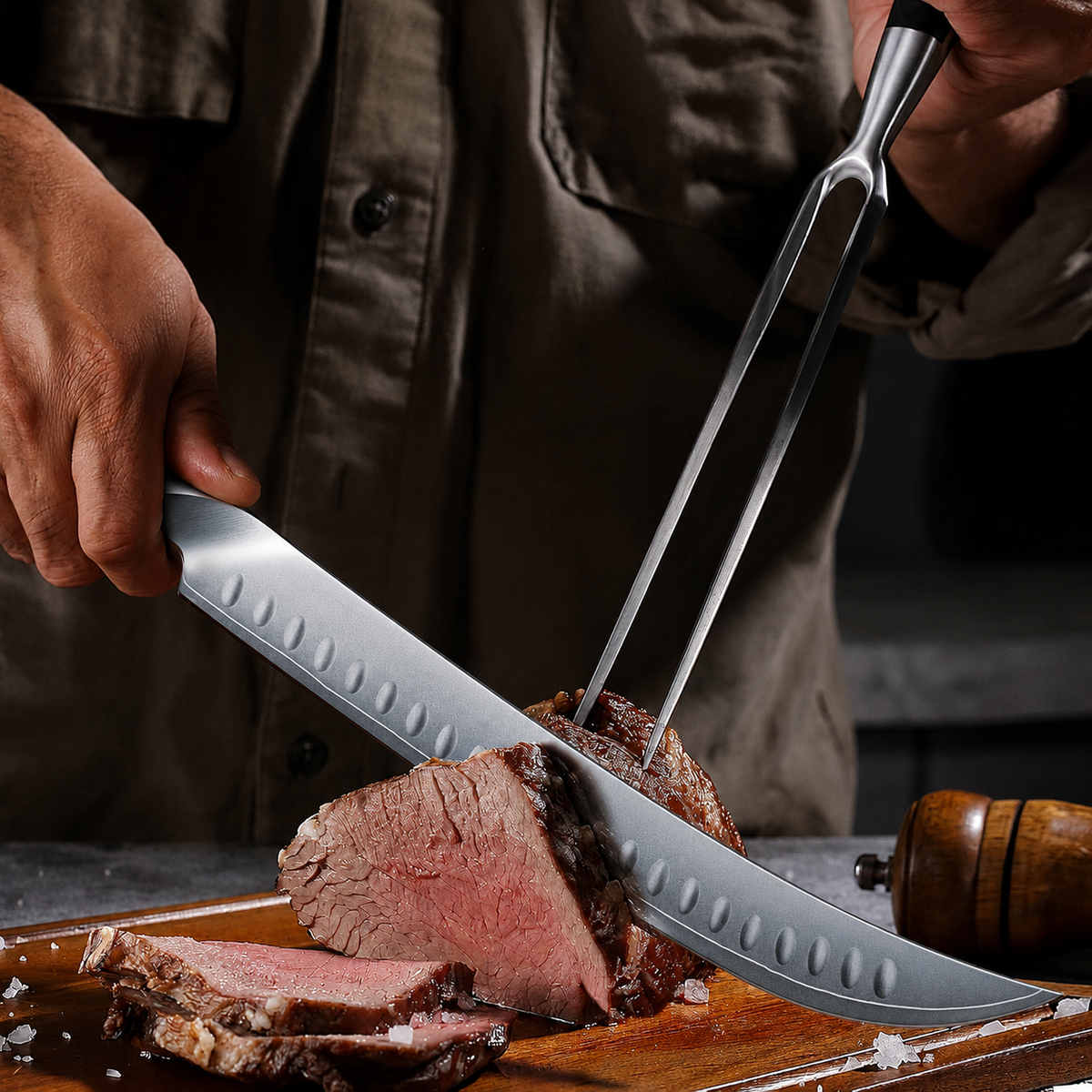 VEYUNA Carving Knife – 12-Inch High Carbon Steel Food & Meat Slicer