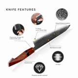 VEYUNA Damascus Knife Set – 6-Piece High-Carbon Steel Food Prep Knives, Razor Sharp