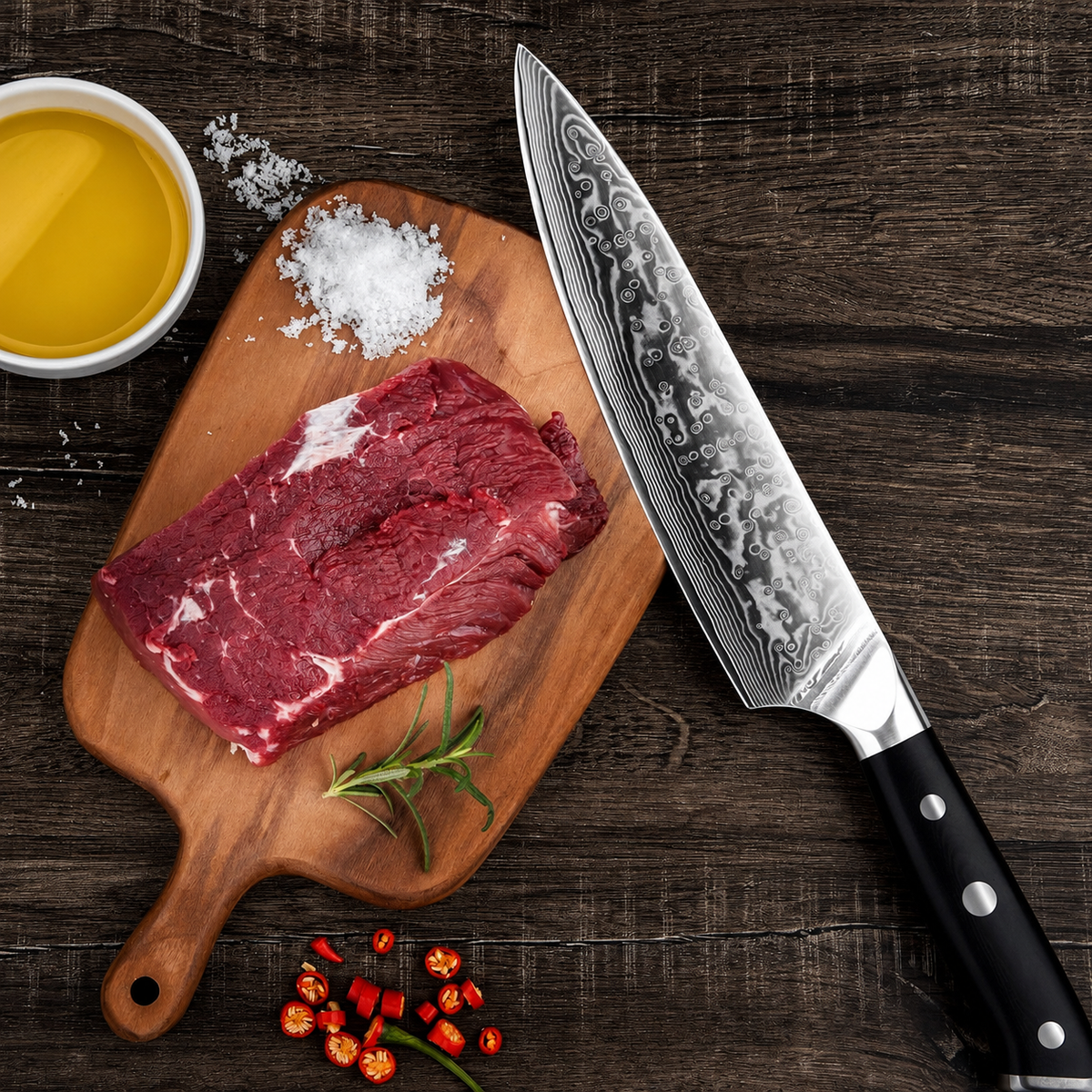VEYUNA Chef Knife – 8-Inch 67-Layer Damascus Steel Food Prep Knife