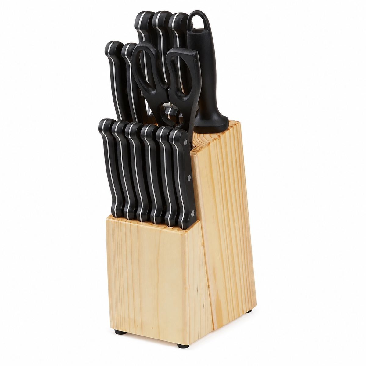 VEYUNA 14-Piece Food Knife Set, Stainless Steel Blades with Storage Block