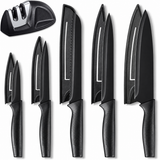 VEYUNA 5-Piece Food Knife Set, Anti-Rust Steel, Blade Guards & Sharpener