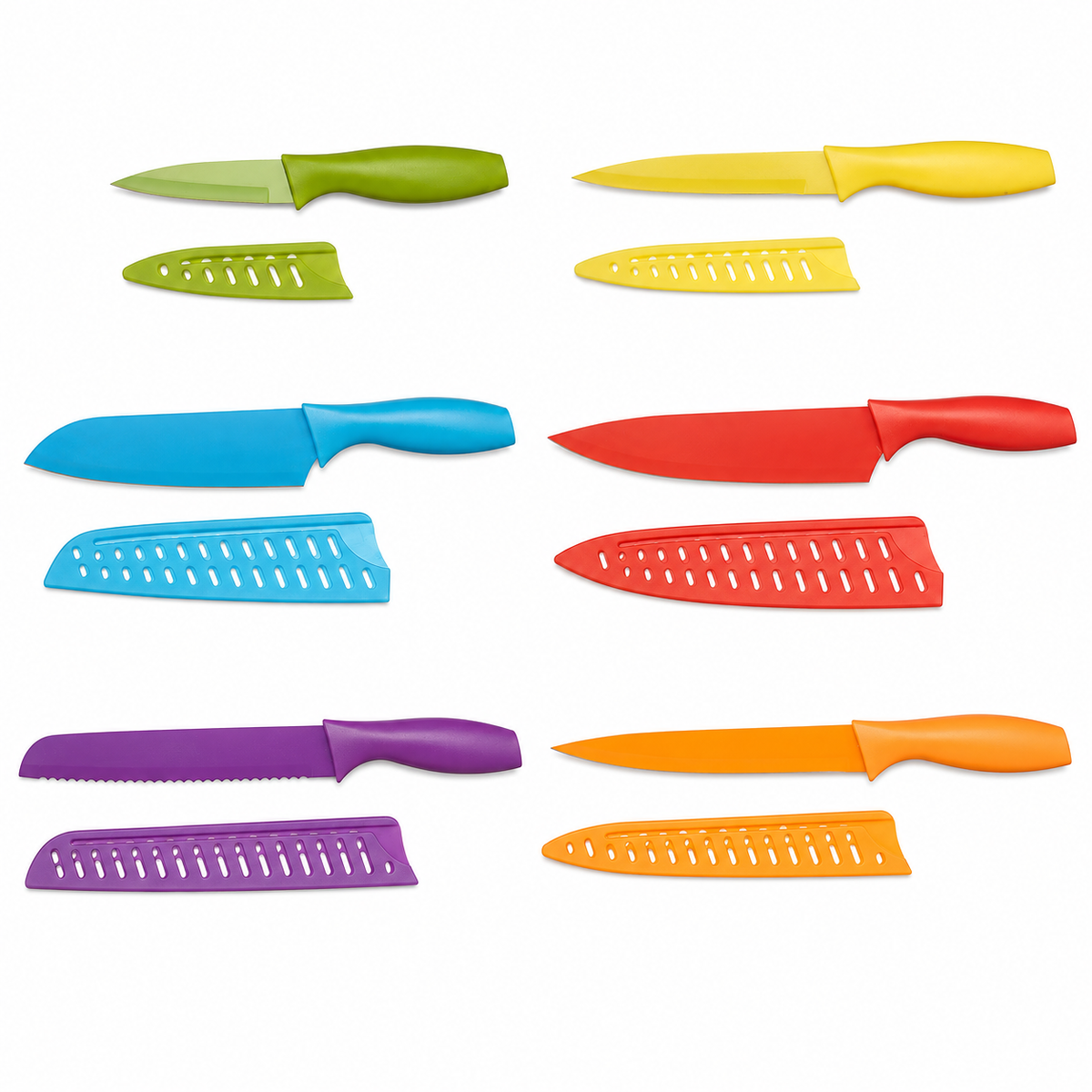 VEYUNA 12-Piece Knife Set, Multicolor Blade Guards for Food Meal Prep