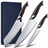 VEYUNA 3-Piece Food Knife Set, Japanese High Carbon Steel, Pakkawood Handles