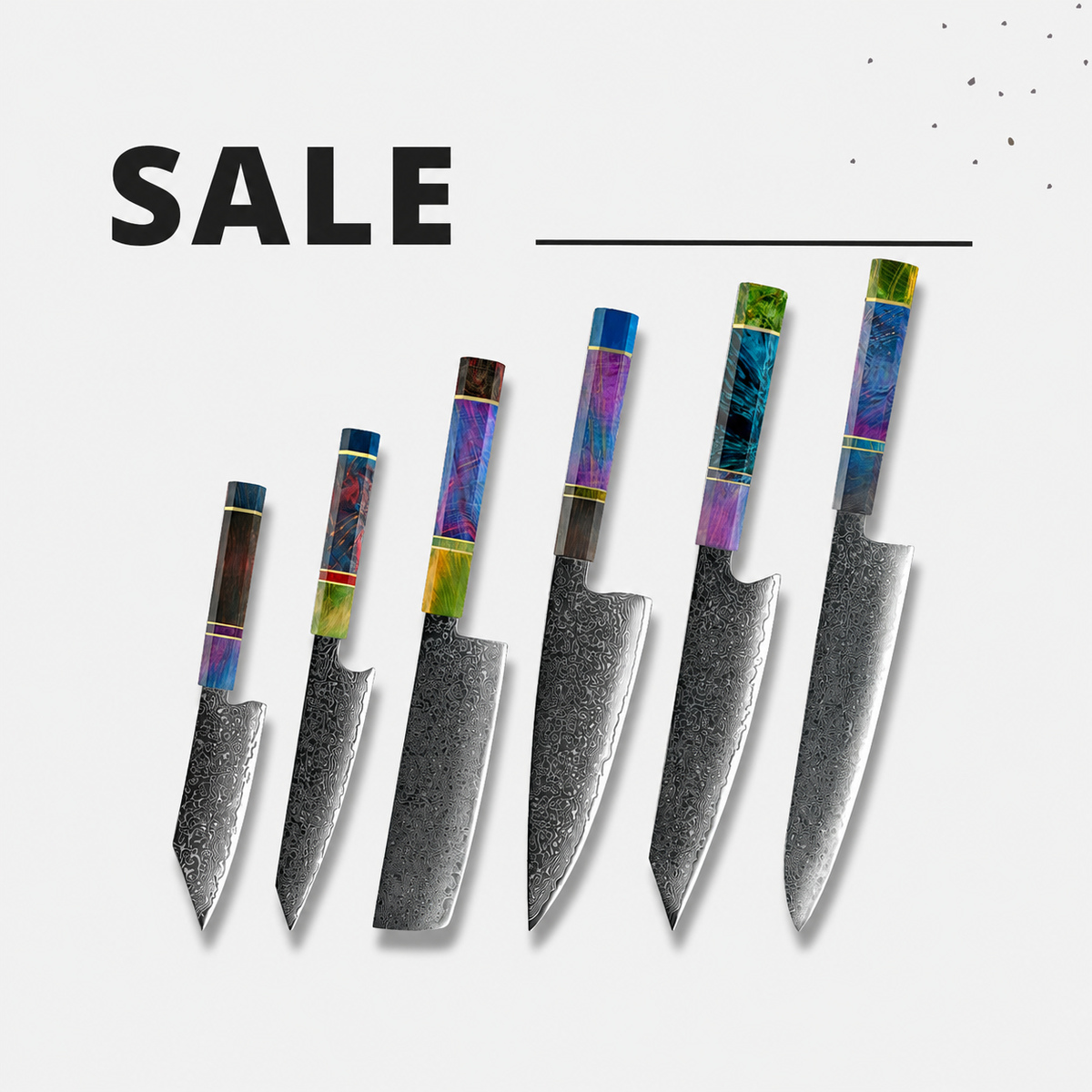 VEYUNA Damascus Steel Knife Set – 6-Piece Food Prep Knives with Gift Box & Ergonomic Handles