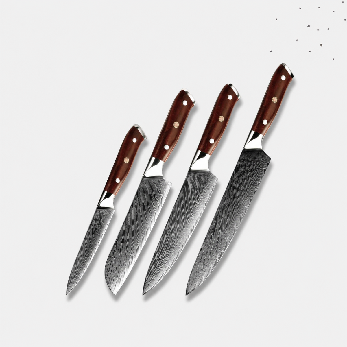 VEYUNA Damascus Knife Set – 4-Piece High-Carbon Steel Food Prep Knives