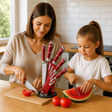 VEYUNA Knife Set 8-Piece – Granite-Coated Blades for Fresh Food Prep