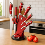 VEYUNA Knife Set 8-Piece – Granite-Coated Blades for Fresh Food Prep