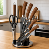 VEYUNA Knife Set 8-Piece – Granite-Coated Blades for Fresh Food Prep