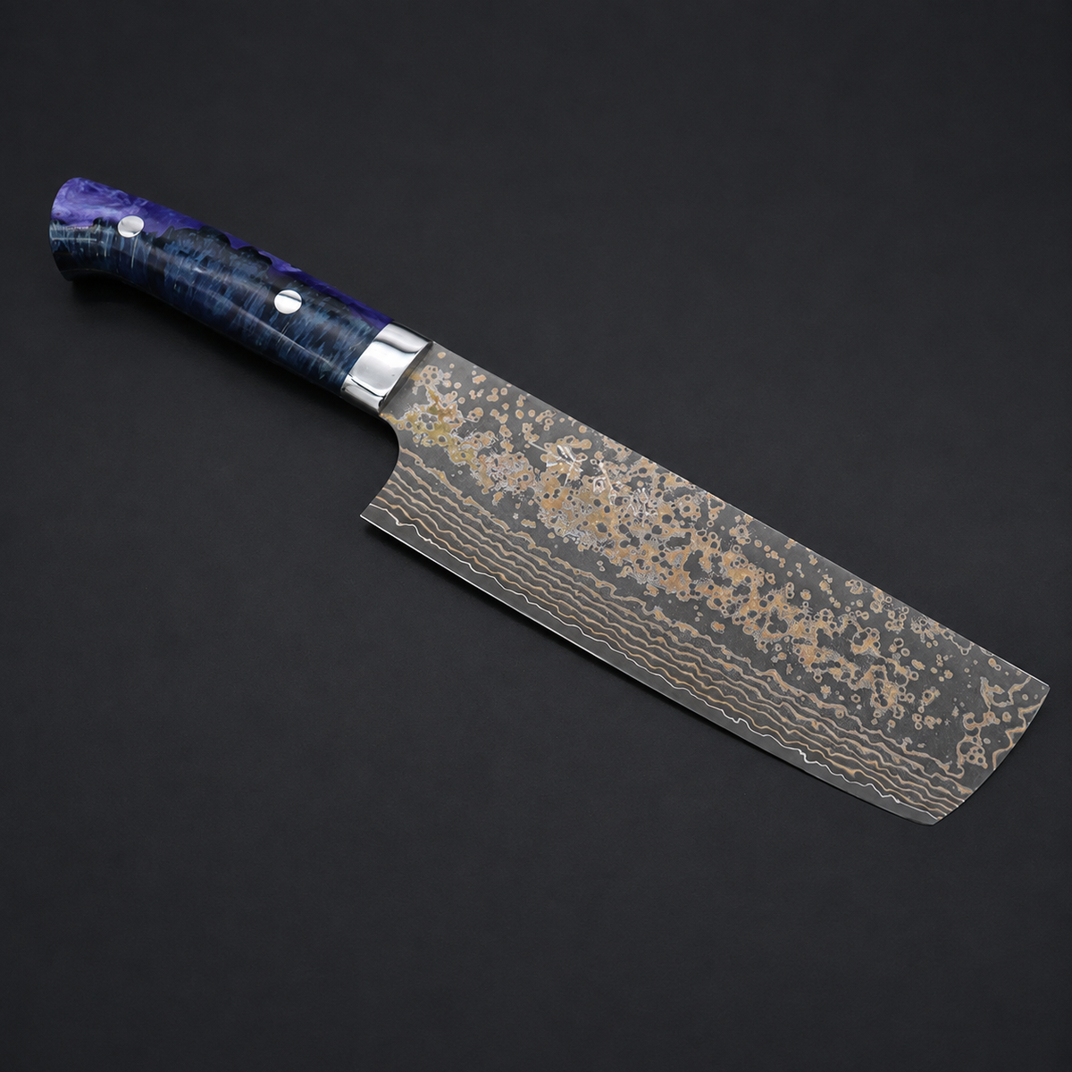VEYUNA Nakiri Knife 165mm – VG-10W Golden Rainbow Damascus for Food Prep