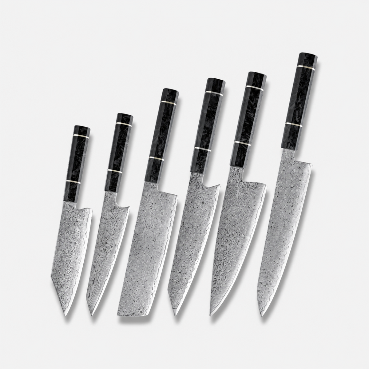 VEYUNA Damascus Knife Set – 6-Piece High-Carbon Steel Food Prep Knives