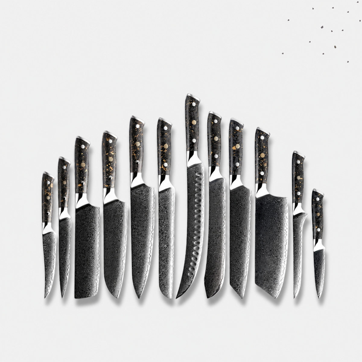 VEYUNA Damascus Knife Set – 11-Piece High-Carbon Steel Food Prep Knives & Gift Set
