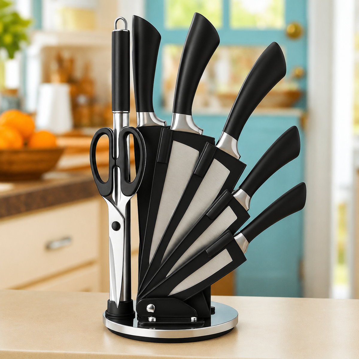 VEYUNA Knife Set 7-Piece – Stainless Steel Blades with Stand for Food Prep