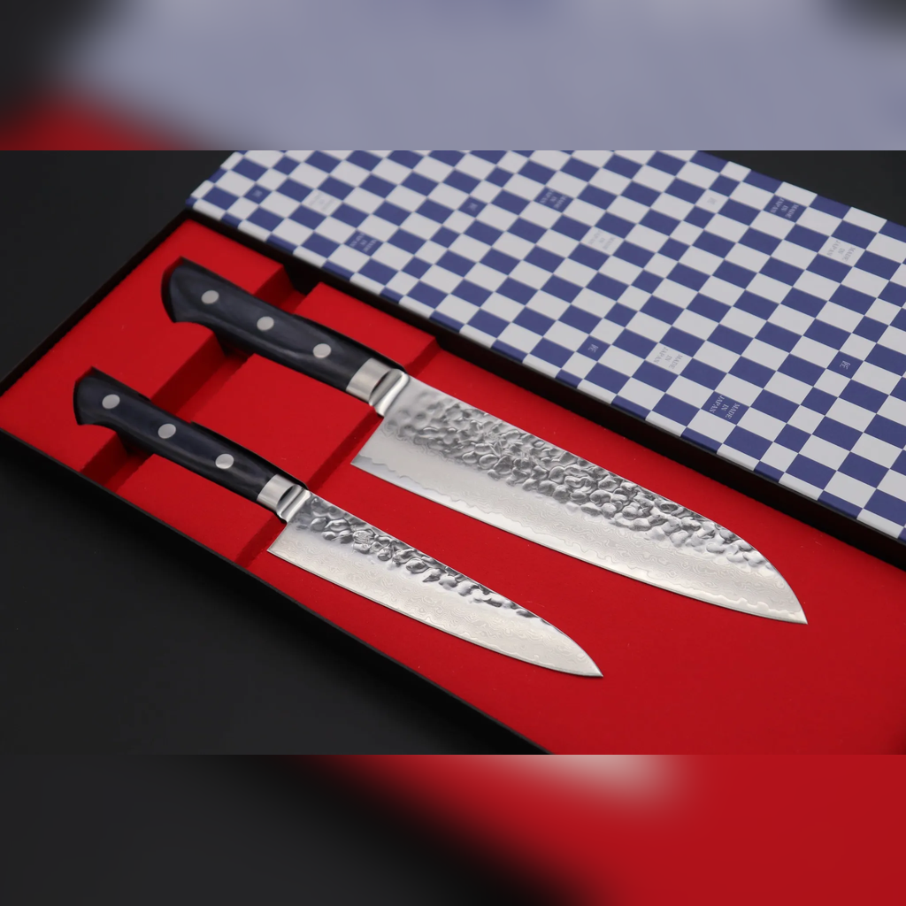 VEYUNA Knife Set 2-Piece – VG-10 Damascus & Santoku for Food Prep