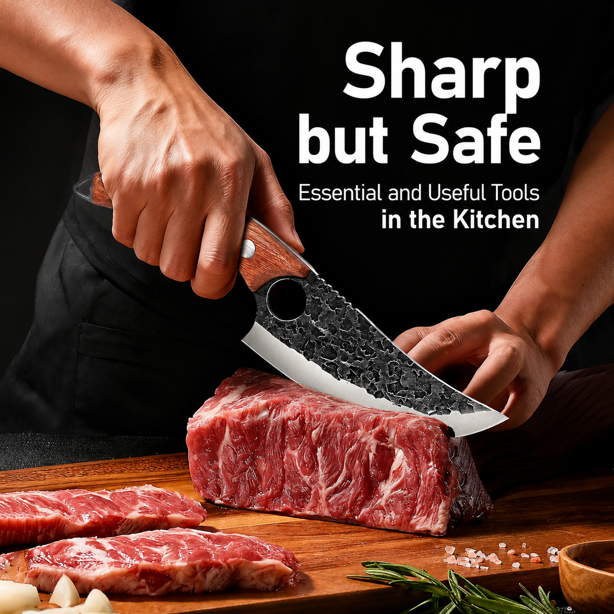 VEYUNA Chef Knife – High-Carbon Steel Curved Blade for Fresh Food Prep