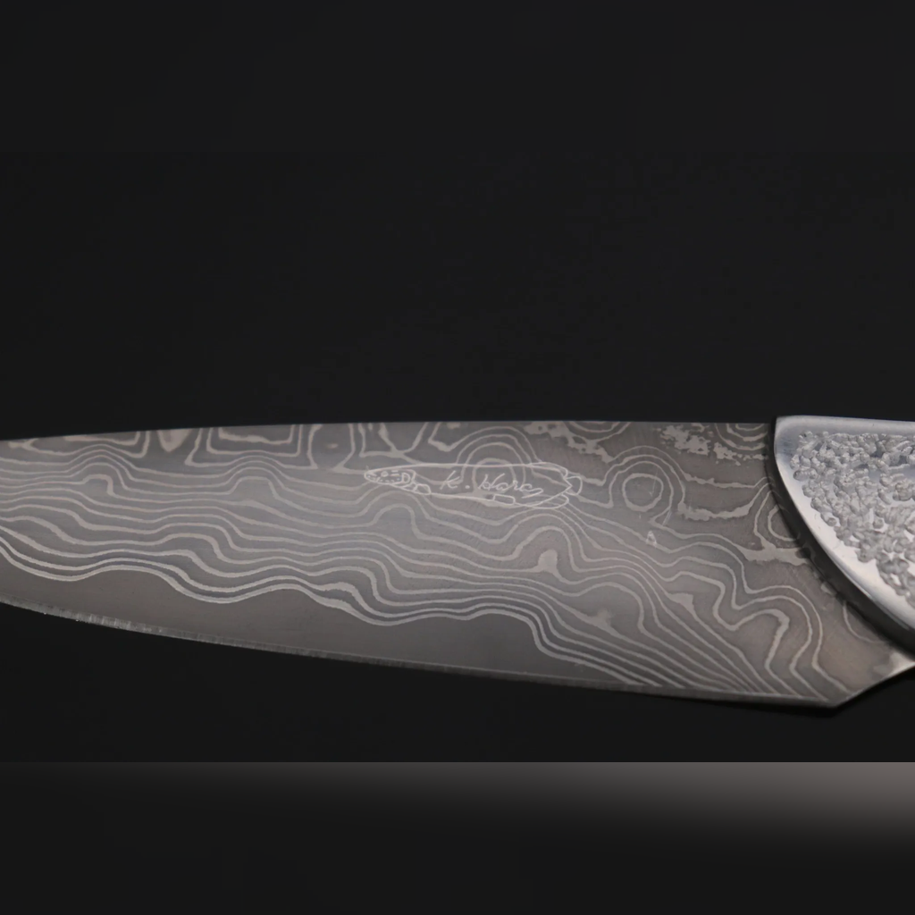 VEYUNA Utility Steak Knife – Hammer-Forged Damascus Steel for Food Prep