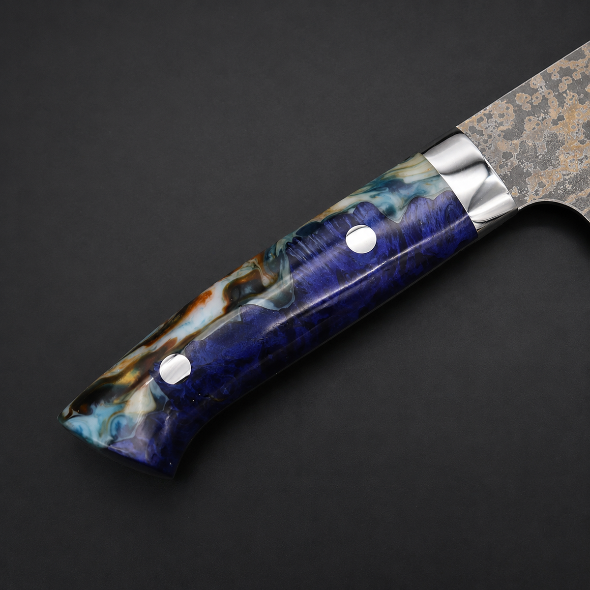 VEYUNA Nakiri 165mm Knife– VG-10W Golden Rainbow Damascus for Food Prep