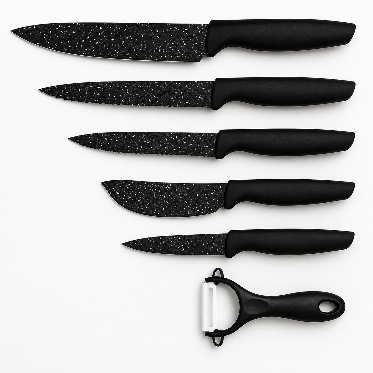 VEYUNA Knife Set 5-Piece – Granite-Coated Blades for Fresh Food Prep