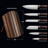 VEYUNA Knife Set 7-Piece – High-Carbon Steel with Foldable Magnetic Block for Food Prep