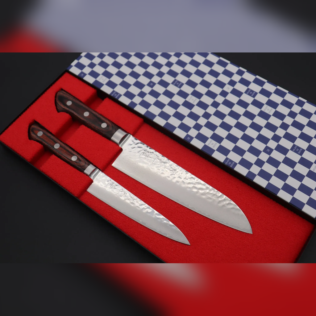 VEYUNA Knife Set 2-Piece – VG-10 Damascus Petty & Santoku for Food Prep