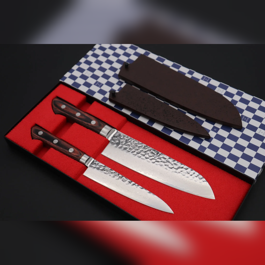 VEYUNA Knife Set 2-Piece – VG-10 Damascus Petty & Santoku for Food Prep