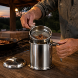 VEYUNA Stainless Steel Oil Filter Pot 304 Steel Strainer with Lid Handle and Wide Opening