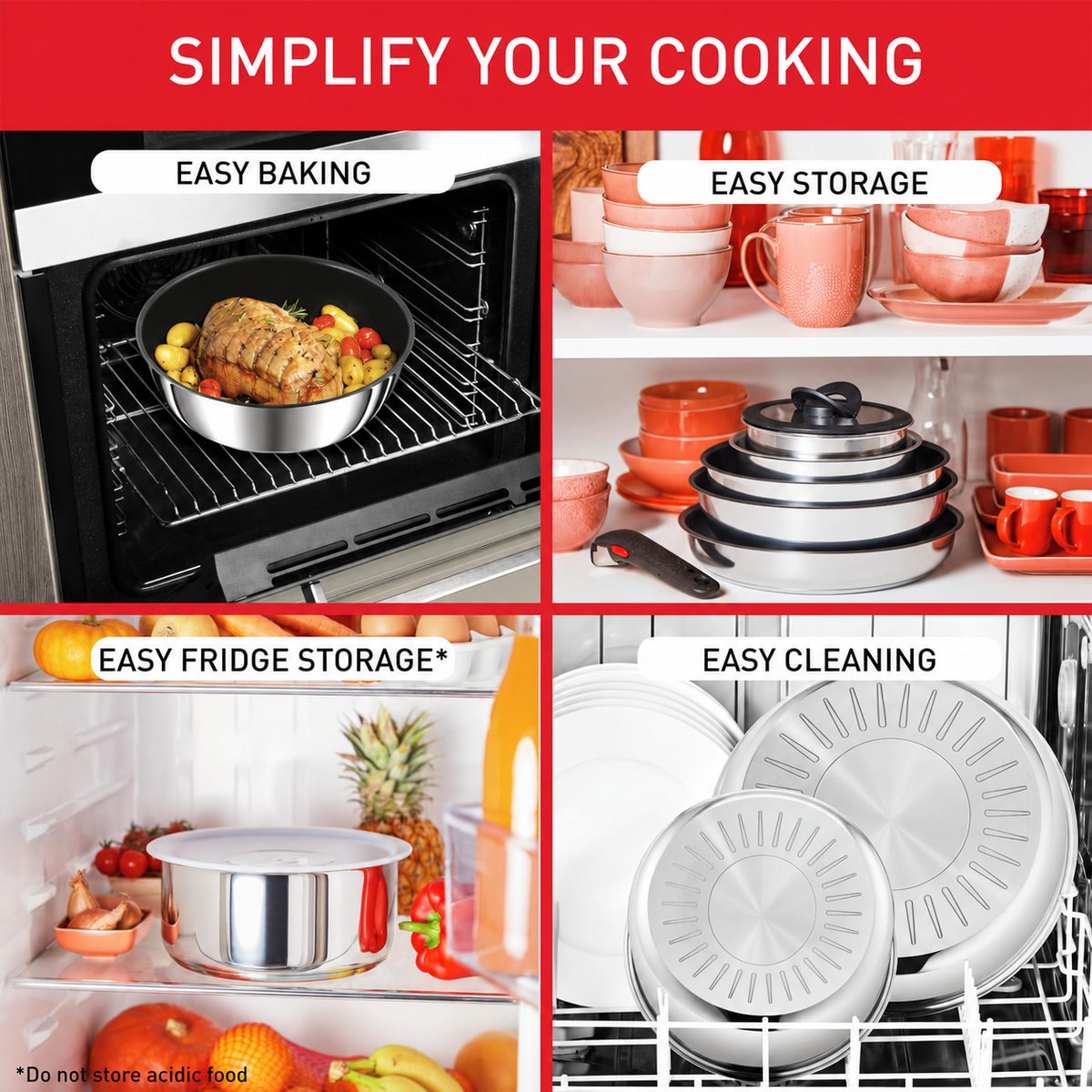 VEYUNA Cookware Set – 10-Piece Stainless Steel Stackable Set for Food Prep