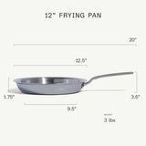 VEYUNA Stainless Steel Frying Pan – 12-Inch Tri-Ply Skillet, Antique Brass Handle, Home