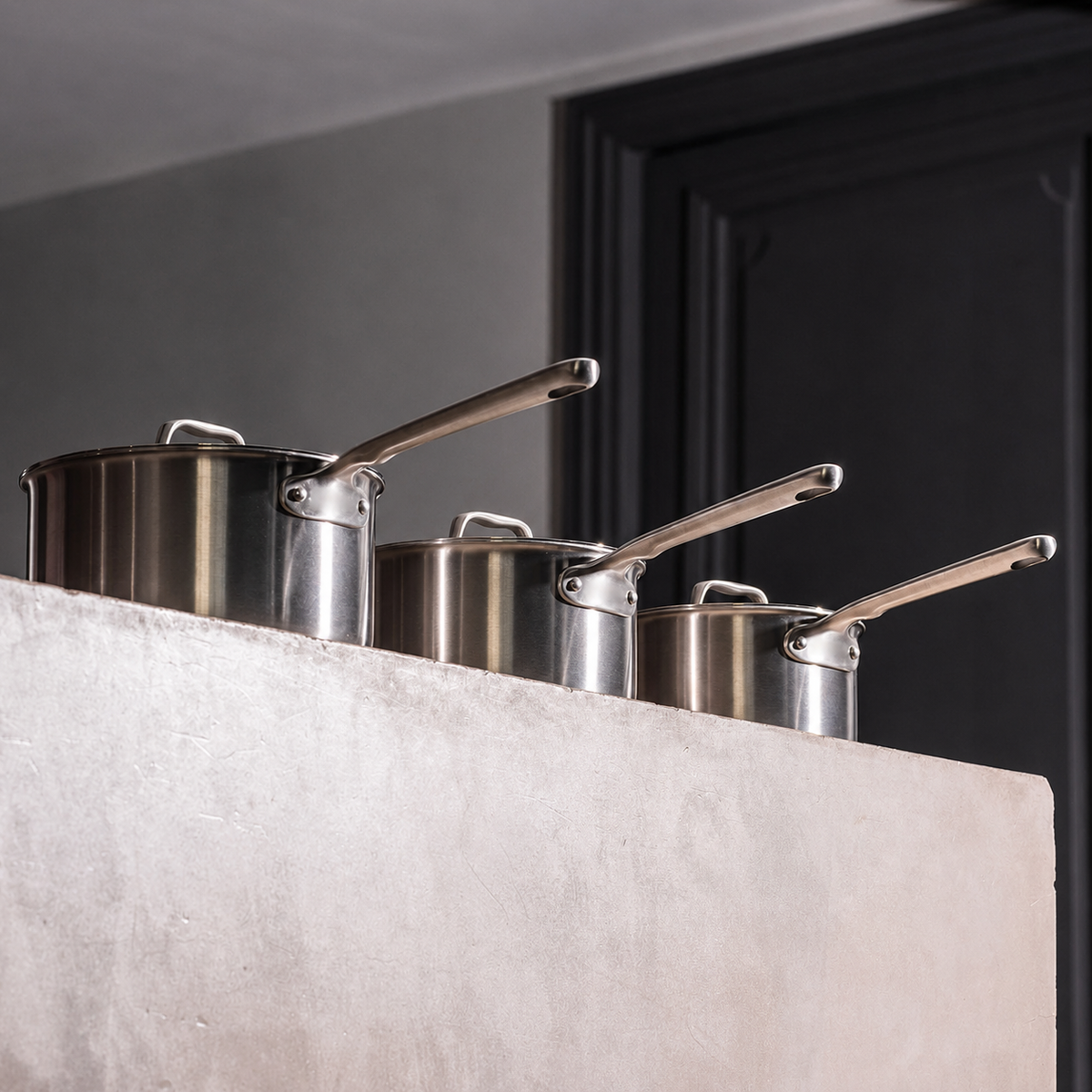 VEYUNA Saucepan Set – 3-Piece Stainless Steel Cooking Pots, Induction Ready