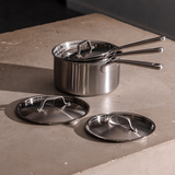VEYUNA Saucepan Set – 3-Piece Stainless Steel Cooking Pots, Induction Ready