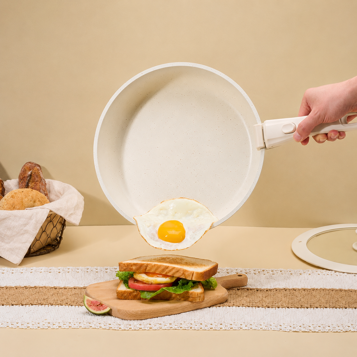 VEYUNA Cookware Set 17-Piece Nonstick, Detachable Handle, Food Meal Prep
