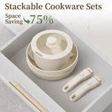 VEYUNA Cookware Set 17-Piece Nonstick, Detachable Handle, Food Meal Prep