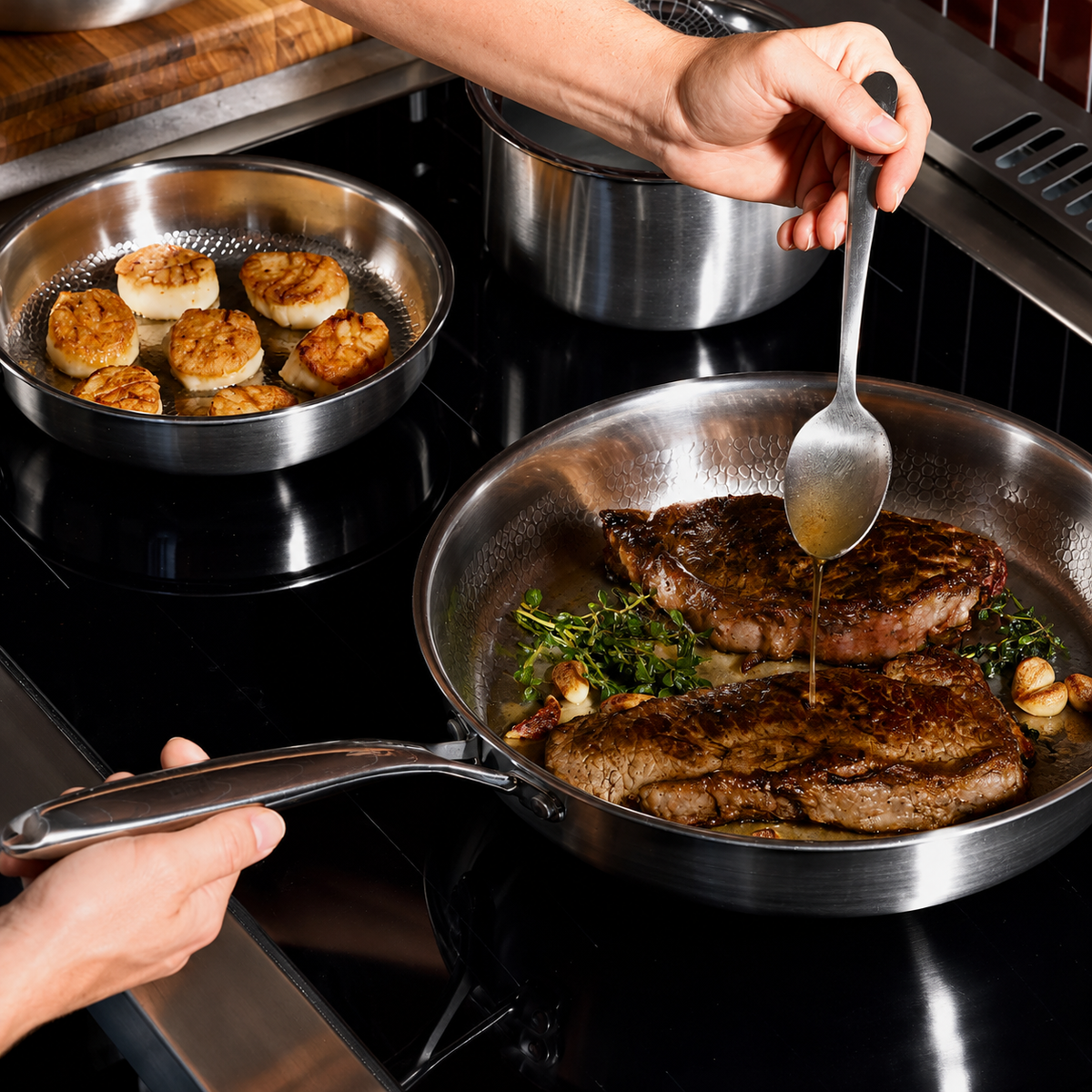 VEYUNA Titanium Hammered Frying Pan Pro – Small Skillet for Fresh Food Prep